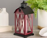 Indoor/Outdoor 15&quot; Barn Lantern with Candle Light by Valerie in Red - £154.87 GBP