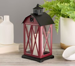 Indoor/Outdoor 15&quot; Barn Lantern with Candle Light by Valerie in Red - £153.26 GBP