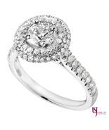 1.10 Carat Double Halo Pave Set Round Diamond Engagement Ring 14k White ... - $3,200.14 CAD