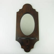 Vintage Wood Frame Hanging Mirror w/ Shelf Rustic Country Cabin Wall Decor 24x11 - £39.33 GBP