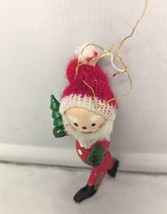 VTG Elf Wood Ornament Taiwan Christmas Tree Child Red White Holiday Gift... - £10.28 GBP