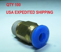 X100 4MM Tube X 1/8 Pt Threaded Pneumatic Quick Connect Release Air Fitting Usa - £39.50 GBP