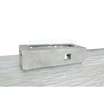 Modern Rectangular Concrete Propane Fire Pit Table w/ Fiber, Adj. Flame - $14,359.63 MXN