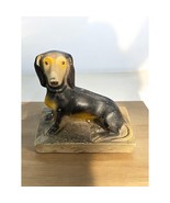 Vintage Chalkware Black Dog Dachshund Figurine Statue Antique Carnival - $27.10