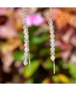 Pink Rose Quartz Drop Dangle Earrings Beaded Earrings Women Minimalist T... - $46.53 CAD