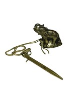 Vintage Solid Brass Elephant Figurine with Attached Lead Pencil Japan - $648.96 MXN