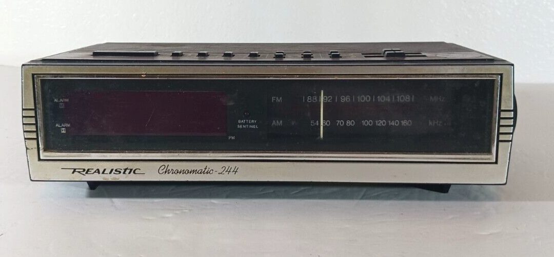 Vintage REALISTIC CHRONOMATIC 244 AM/FM Radio Shack Digital ALARM CLOCK Working - £19.77 GBP