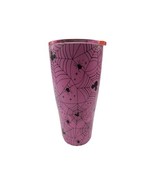 New Disney Halloween Mickey Mouse Spider Web Cup Tumbler Pink Black Straw - $693.21 MXN