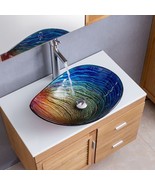 Multicolored Teardrop-Shaped Bathroom Vanity Wash Sink Above Counter By - £194.25 GBP