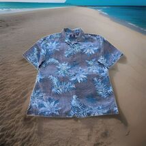 Caribbean Joe Hawaiian Shirt 100% Silk Blue Button Down Mens Size XL M1 - $23.75
