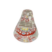 Vintage Faceted Millefiori Glass Paperweight Tall Flowers Pyramid Conica... - $84.12