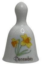 VINTAGE Russ Berrie &amp; Co Miniature Floral Daffodils December Birthday Bell Mini - £4.17 GBP