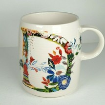 New Anthropologie &quot;D&quot; Monogram Letter Coffee Tea Mug White, Starla M. Halfmann - £16.58 GBP