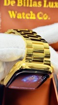 Custom 24K Gold Plated 45MM Apple Watch SERIES 7 Stainless Steel Polishe... - £821.09 GBP