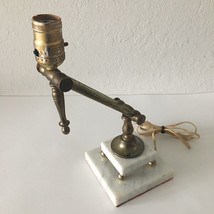 Vintage Leviton Brass and Marble Adjustable Arm Table Lamp - £39.76 GBP