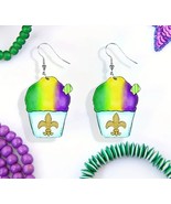 Snowball Earrings Mardi Gras Party Fluer De Lis Design - $12.16