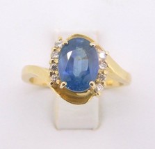 Authenticity Guarantee 
14K Gold Large 2.24ct Genuine Natural Sapphire and Di... - £798.48 GBP