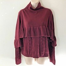 Project Madam Red WOmens Sz M Burgundy Mock Turtleneck Sweater Ruffle - £15.78 GBP