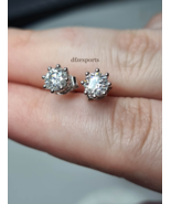 1.06 cts Moissanite Stud Earrings Halo Setting 925 Sterling Silver Ear S... - $162.73 CAD