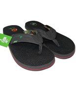Sanuk Flip Flops Mens Black Hawaii Comfort Yoga Mat Sandals Slippers Lei... - £56.86 GBP