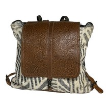 Myra Miniature Mini Backpack Purse Leather Flap Tote Canvas Shoulder Bag... - £29.40 GBP