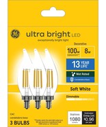 Ge Ultra Bright Led Light Bulbs, 100W, Soft White Candle Lights,, Pack Of 1 - $33.94