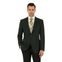 Men ZACCHI Velour Velveteen Hounds tooth Blazer Sport Coat DUANE 74524 Green image 2
