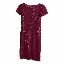 Tahari Women’s Sheath Dress Pink Sequin Short Sleeve Size 2 Party Valentine - £14.71 GBP