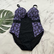 Unique Vintage Womens One Piece Swimsuit Plus Size 3x New Black Purple L... - $38.60