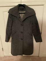 BCBG Maxazria Mohair Wool Alpaca Gray Lined Long Coat Pockets Women&#39;s Size 10 - £47.19 GBP