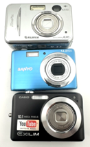 6 Digital Cameras Olympus Kodak Fujifilm Casio Sanyo  For Parts Repairs - £46.23 GBP