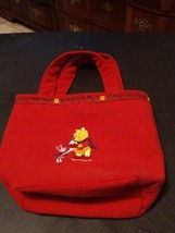 The Disney Store Authentic Winnie The Pooh Tote Bag Red Embroidered - $19.79