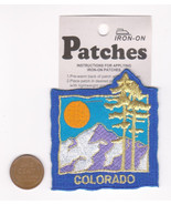 Vtg COLORADO Patch-Travel-Blue-Shield-Mountians Aspen Tree-Iron On - $18.69