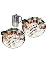 Prisha India Craft  Set of 2 Traditional Stainless Steel Copper Dinner S... - £115.93 GBP