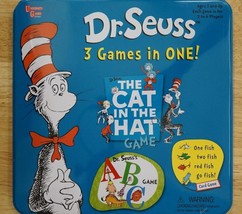 Dr Seuss 3 Games in One ABC Cat In The Cat One Fish Two Fish Complete Metal Tin - £15.65 GBP