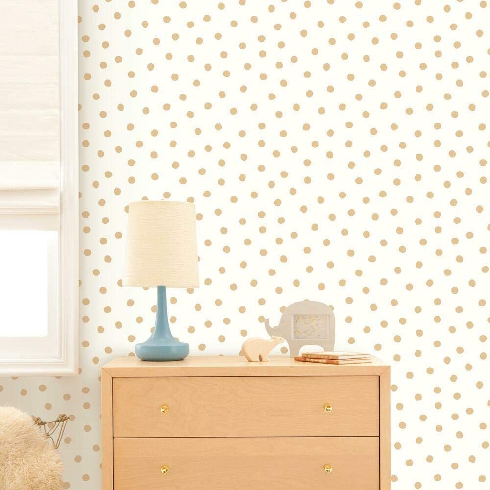 Roommates Rmk3524Wp Metallic Gold Dots Peel And Stick Wallpaper - £33.03 GBP