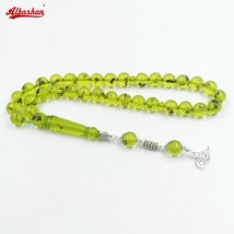 Tasbih Muslim Eid Mubarak Gifts Real Insect Green Resin Rosary Rosary Men&#39;s Acce - £40.34 GBP