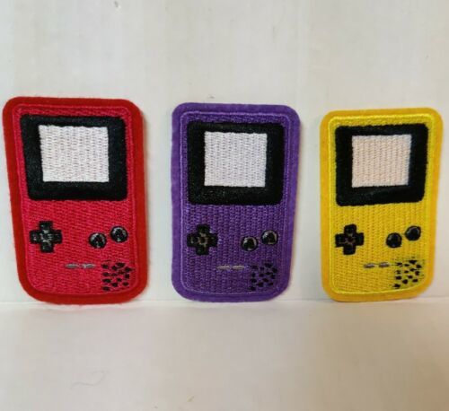 Primary image for Set Of Three 2.5" Pink Purple Yellow Nintendo Gameboy Color Iron-on Patches