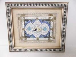 Antique Middle Eastern tile,  hunting scene, 6x5 framed[*tiles] - £58.40 GBP