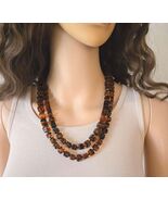 Signed Alice Caviness 1950s Tortoiseshell Cube Art Glass Beaded 42" Knot... - $225.00