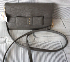 Jaclyn Smith Crossbody Shoulder Bag Clutch Purse Gray Faux Pebbled Leather NEW - £22.65 GBP