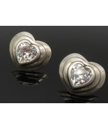 925 Sterling Silver - Vintage Cubic Zirconia Love Heart Drop Earrings - ... - $900.48 MXN