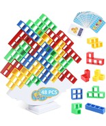 48Pcs Tetra Tower Balance Stacking Blocks Game Fun Tetris Puzzle Stress ... - £9.36 GBP