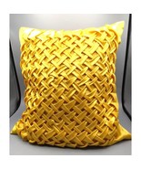 Vintage Golden Lattice Ruche Pillow, Smocked Satin Throw Cover, Gold Hol... - £39.56 GBP
