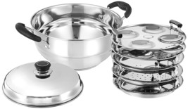 Beautiful Traditional Stainless Steel Induction Bottom Multi Kadhai With 5Plates - £35.80 GBP