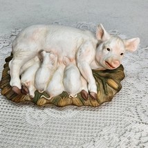 Vtg Homco Masterpiece Porcelain Yorkshire Sow Pig Hog Nursing Piglets 1985 Momma - £14.38 GBP