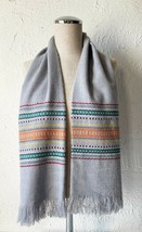 Inca Imports Ecuador Handcrafted Grey/Multicolor Fringe Acrylic Scarf 18... - $18.95