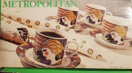 METROPOLITAN ART by Sakura 1991 Stoneware DEMITASSE Coffee Cup &amp; Saucer ... - $56.09