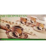 METROPOLITAN ART by Sakura 1991 Stoneware DEMITASSE Coffee Cup &amp; Saucer ... - $56.09