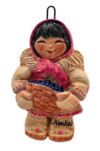 VTG 90s Eskimoppets Alaskan Handcrafted Hand Painted Girl Figure Ornament J Reid - £11.69 GBP